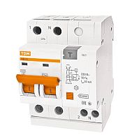 Выключатель автоматический дифференциальный АД12 2п 6А C 10мА тип AC (4 мод) | код. SQ0204-0001 | TDM 